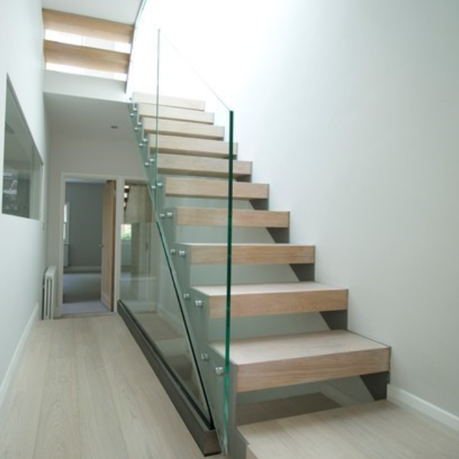 Hotel High Quality Glass Railing Straight Stair Double Plate Staircase pr-b00016  - 副本