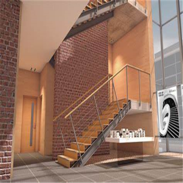 Easily Installed Wood Tread Double Beam Staircase PR-B00042