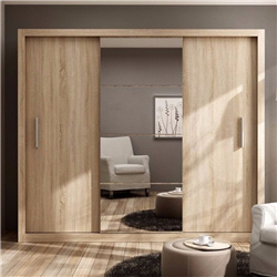 MDF with Veneer Finish Sliding Door Wardrobe