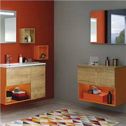 MDF with Melamine Finish Wall-Hanging Bathroom Vanity