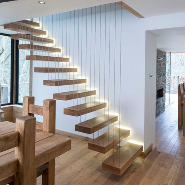 Simple style glass railing Professional staircase detail drawing floating staircase glass railing pr-b00029