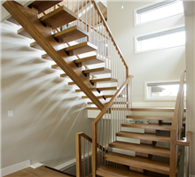 Grey color vogue mezzanine steel wood stairs-PR-B022