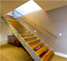 Modern Indoor Straight Staircase with Glass BalustradePR-B037