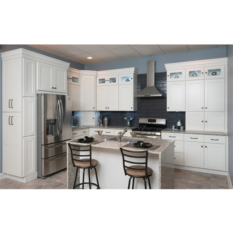 Solid wood white kitchen cabinets PR-K66