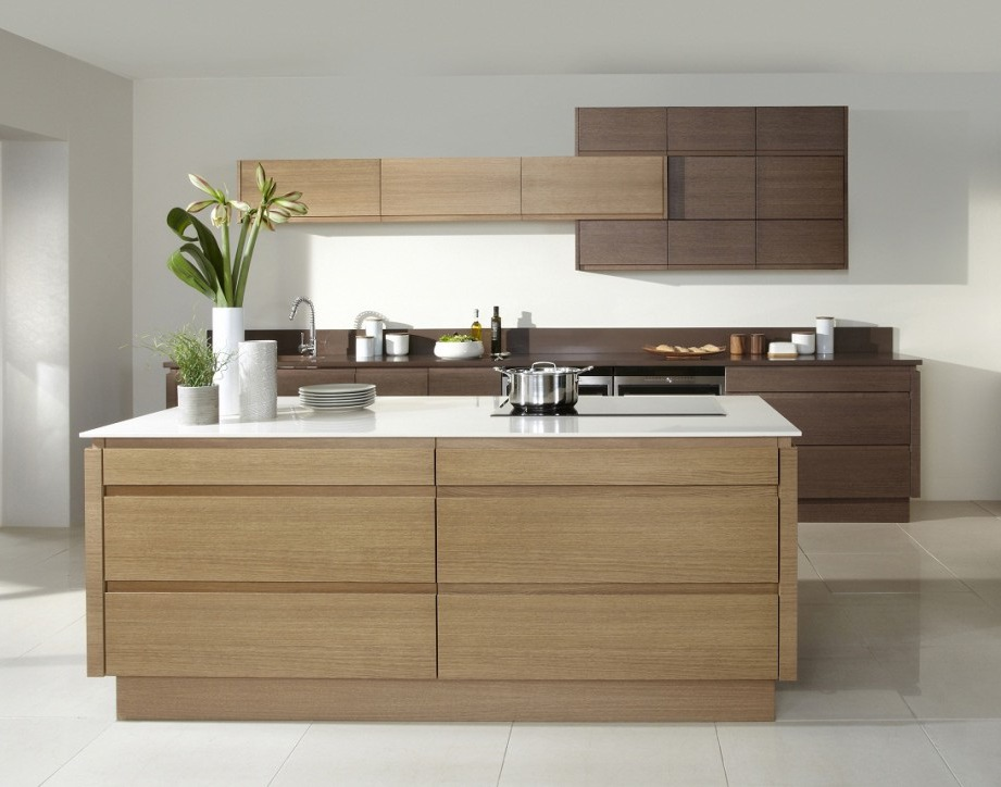Modern oak veneer kitchen cabinets PR-K109