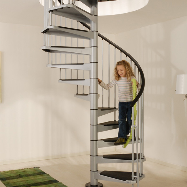 Bespoke Apartment Metal Spiral Staircase Glass Railing Spiral Stairs Stairway pr-b00091
