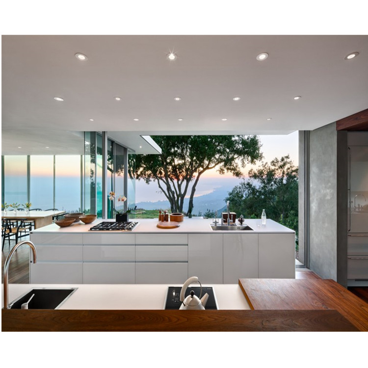 Modern modular white kitchen cabinet with kitchen island PR-H118