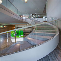 Glass curved stair with glass stair balustrade -pr-b0010