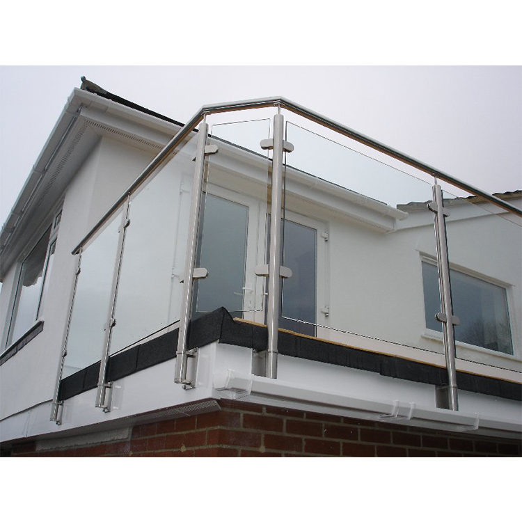 Exterior Stainless Steel Frameless Glass Frosted Deck Railing /Balcony Stainless Steel Post Glass Railing  p-101