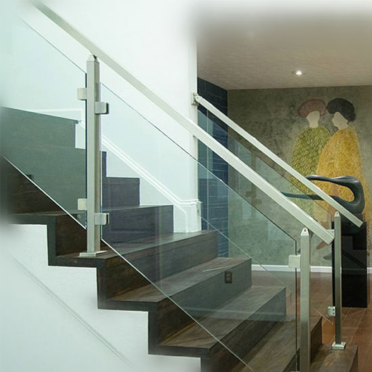 Hot Sale 304 Stainless Stair Post Tempered Glass Railing P-165