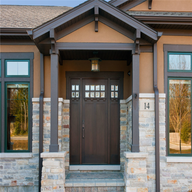 Joy-Solid wood glass grill door villa house door
