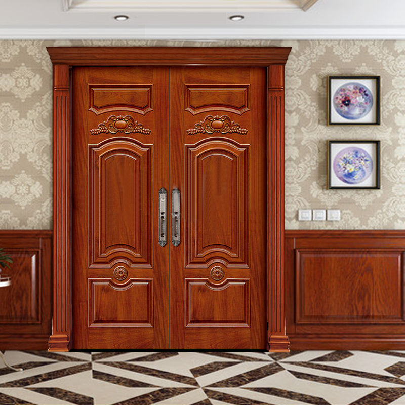 CL1030 Solid Wood Security Door Carved Wood And Glass Door Doors Wooden Modern House